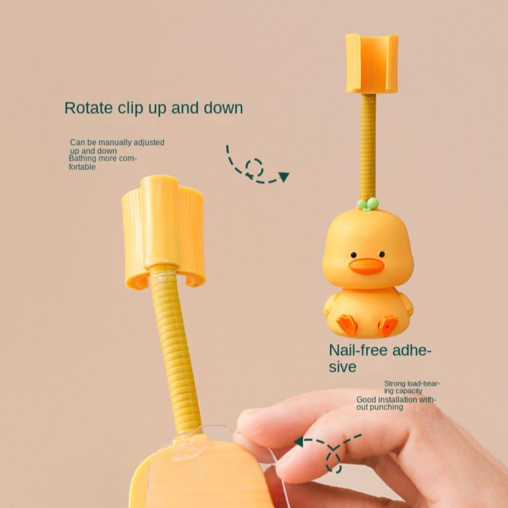 Punch-free Shower Head Rack Duck Shape Shower Base Bracket  Bathroom Storage Accessories