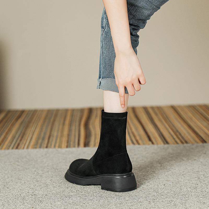 Small Size 32-40 Martin Boots for Women Short Boots for Women Suede Boots for Women Autumn and Winter Style Slim Long Socks Boots