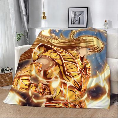 Saint Seiya Designer Throw Blanket King Size Decorative Blankets for Sofa Luxury Bedding Fluffy Plaid Home Interior Beach Towel