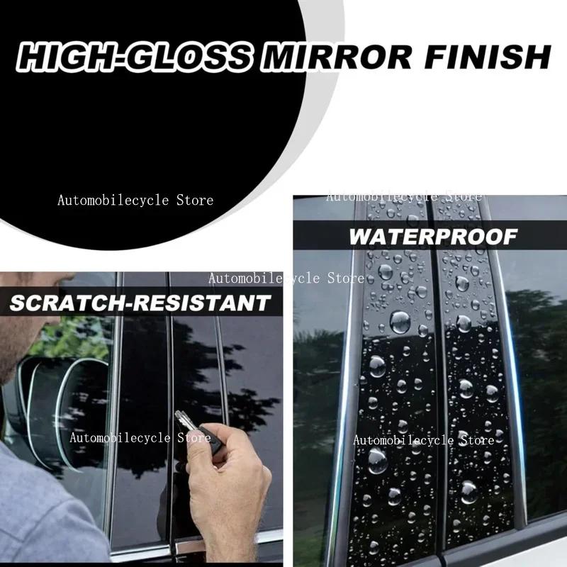 6PCS Glossy Black Pillar Posts Fit For Chevrolet Silverado 1500 Crew Cab 2019-2024 Window Moulding B C Center Sticker Cover