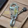 Stainless Steel Keychains,Golden Skull Head Hook Buckle Car Waist,Mechanical Style Men Halloween Gift Ornaments