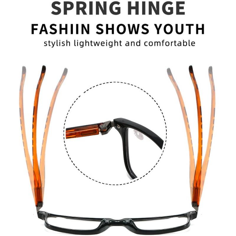 Men's and Women's New Anti-blue Light Farsighted Glasses Retro Square Frame Ultra-light High-definition Presbyopia Glasses +4.0