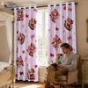 2pcs Valentine's Day Pink Romantic Highland Cow Print Punched Shade Curtain Multi Size Living Room Bedroom Insulation Decoration