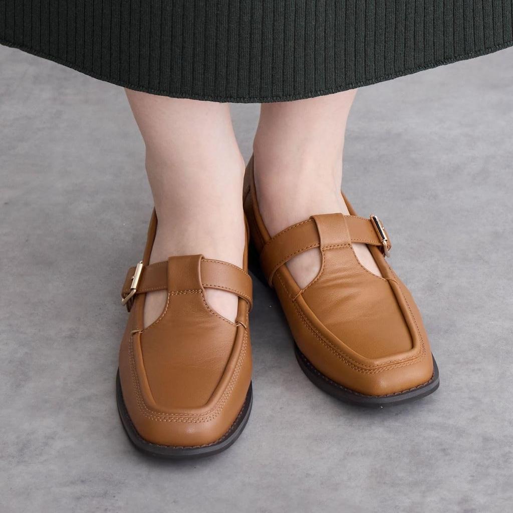 Brown 250 HIMIMO/Himiko/Square T-strap shoes/641303