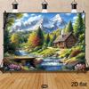 2D Plane 1 Piece of Mountain Cabin Landscape Background Fabric Suitable for Home Wall Decoration Photography and Parties