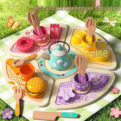 Wooden Pretend Play Afternoon Tea Set for Kids