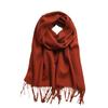 Autumn and Winter New 100% Pure Cashmere Small Scarf Women's Premium Water Ripple Fringed Scarf Versatile Solid Color Scarf