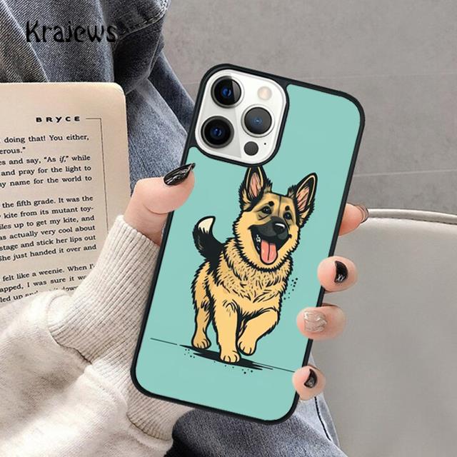 

Мультяшная собака Немецкая овчарка Мягкий чехол для телефона iPhone 17 Air 16 15 14 Max Plus 11 12 13 Pro Max Чехол для телефона Fundas iPhone 13
