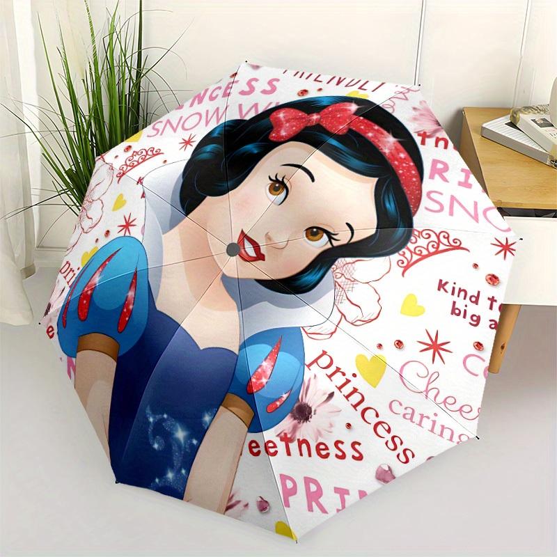 1pc Snow White Automatic Folding Umbrella - Portable Foldable Design with 8 Ribs, Durable Plastic & Iron Frame, Outdoor Umbrella yy250731025
