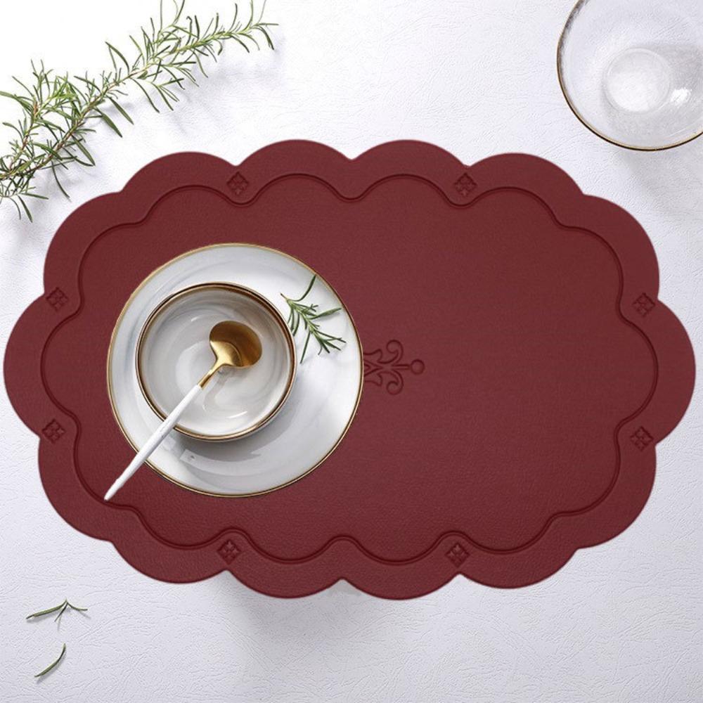 Retro Faux Leather Dinner Mat Oil-resistant Waterproof Placemat Nordic Style Thermal Insulation Mat Dining Table