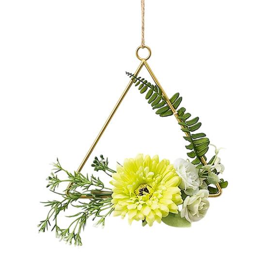 Yousheng Floral Hoop Wreath, Metal Wall Hanging with Flower Decor, Durable Wear-Resistant Floral Hoop Wreath, for Garden Balcony Windowsill