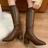 Fashionable New Square Toe Warm/sexy Casual Mid Length Boots/winter Comfortable Anti Slip Elegant Knight Boots for Women
