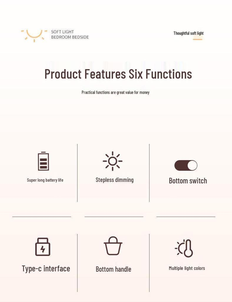 Remote Control Touch-Charge Bedside Lamp with Colorful Ambient Lighting