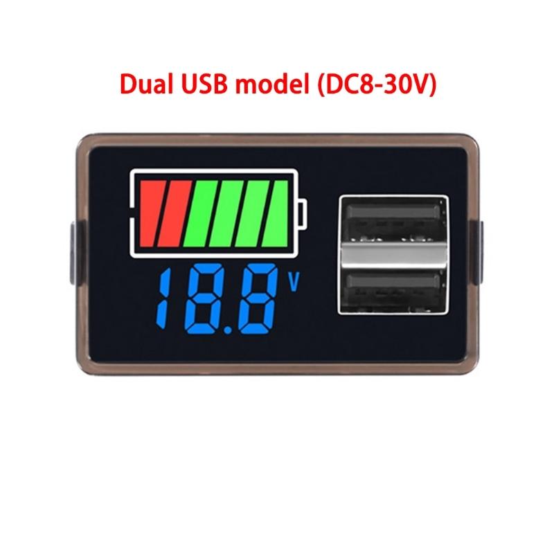 DC8-30V Tester Baterii Podwójny Port Ładowania USB Ekran LED Monitorowanie Napięć w Czasie Rzeczywistym Dla Pojazdów Kempingowych Narzędzi Elektrycznych