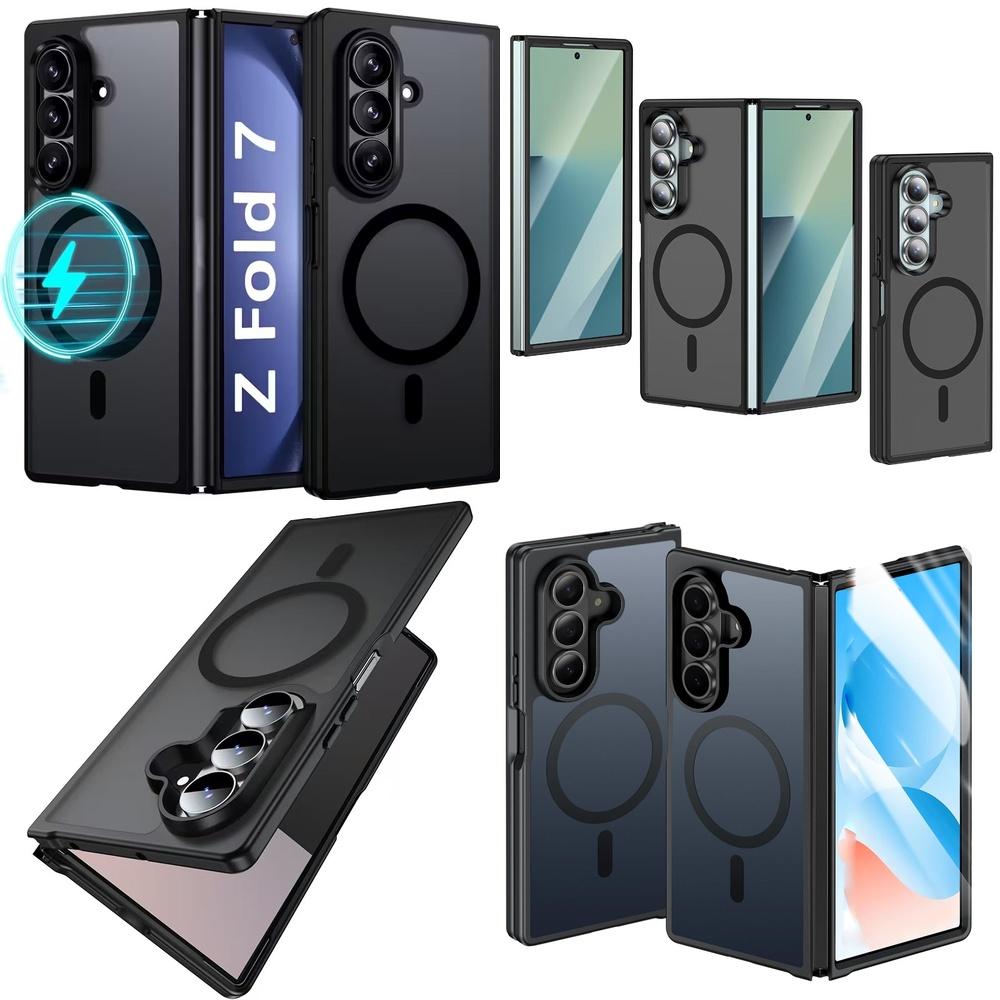 High Quality Translucent Matte Magnetic 360 Hinge Protective Phone Case for Samsung Z Fold 7 6 8 Wide Lightweight Slim
