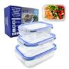 With and Set of Tupperware Storage Containers 370ml X 640ml X 1040ml X Heat-Resistant Containers, Microwave-Safe, Lids, Glass, Large,