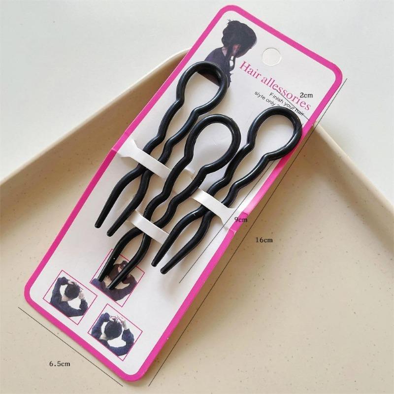 3 Pcs/Set U Shape Hair Clips Bun Maker Ponytail Holder Women Simple Style Hair Accessories