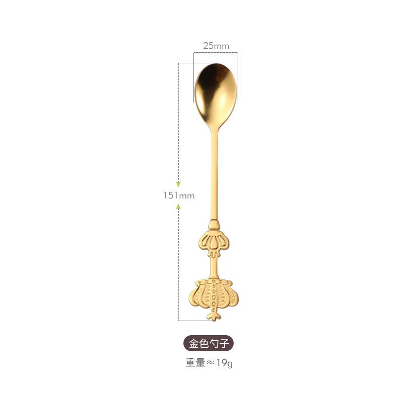 Creative Double Crown Stainless Steel Spoon High Value Dessert Spoon Household Coffee Stirring Spoon Golden Small Spoon