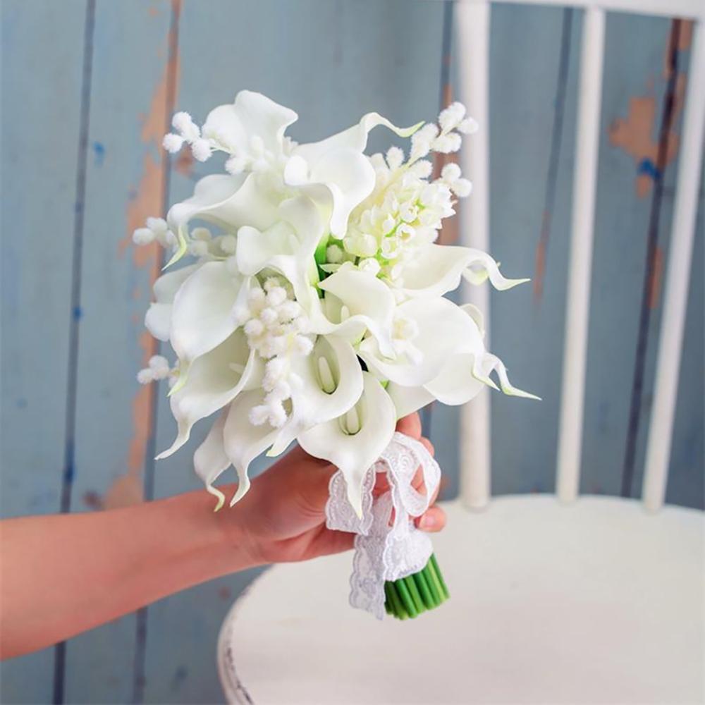 10PCS Real Touch Calla Lily Artificial Flowers Bridal Bouquets Home Office Wedding Party Decoration KTY