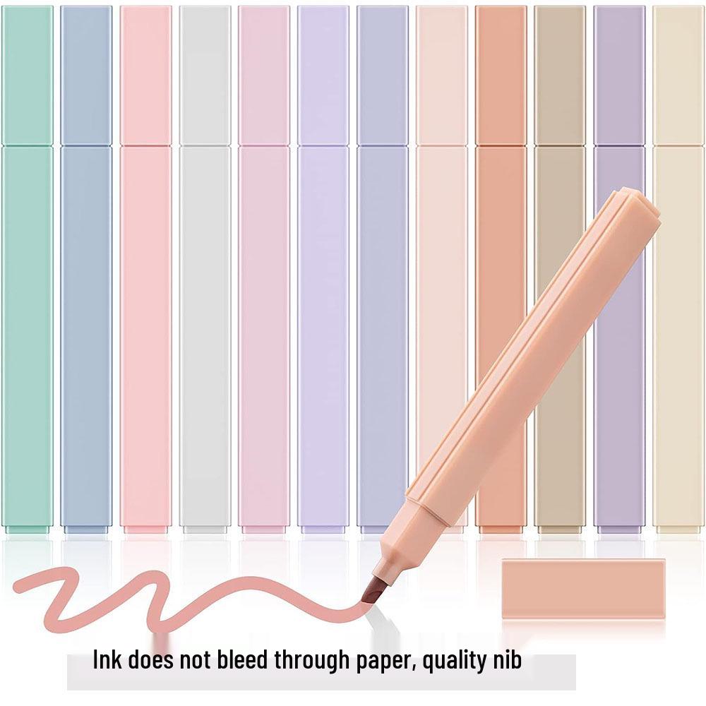 Cross-Border Fluorescent Marker Pen - Stylish, Vibrant Highlighter for Students, Boxed Colored Pens Slant Tip