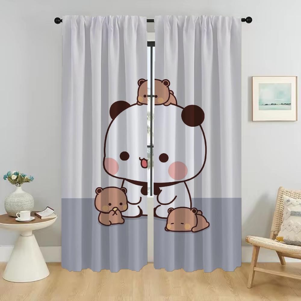 

Set Of 2 Curtains Peach Mochi Cat Shades Home Interior Living Room Curtain Partition Tulle Bedroom Light Blocking Polyester Ideal For Sitting W100*H130(CM)-Rod Pocket&2PCS