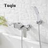 Tuqiu Bathtub Shower Set Wall Mounted Gold and White Bathtub Faucet, Bathroom Cold and Hot Bath and Shower Mixer Taps Brass