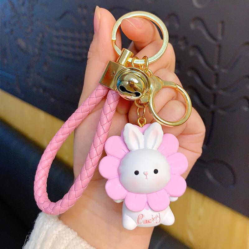 Sunflower Bunny Keychain Female Exquisite Cute Car Key Pendant Couple Schoolbag Pendant Small Gift opp bag packaging