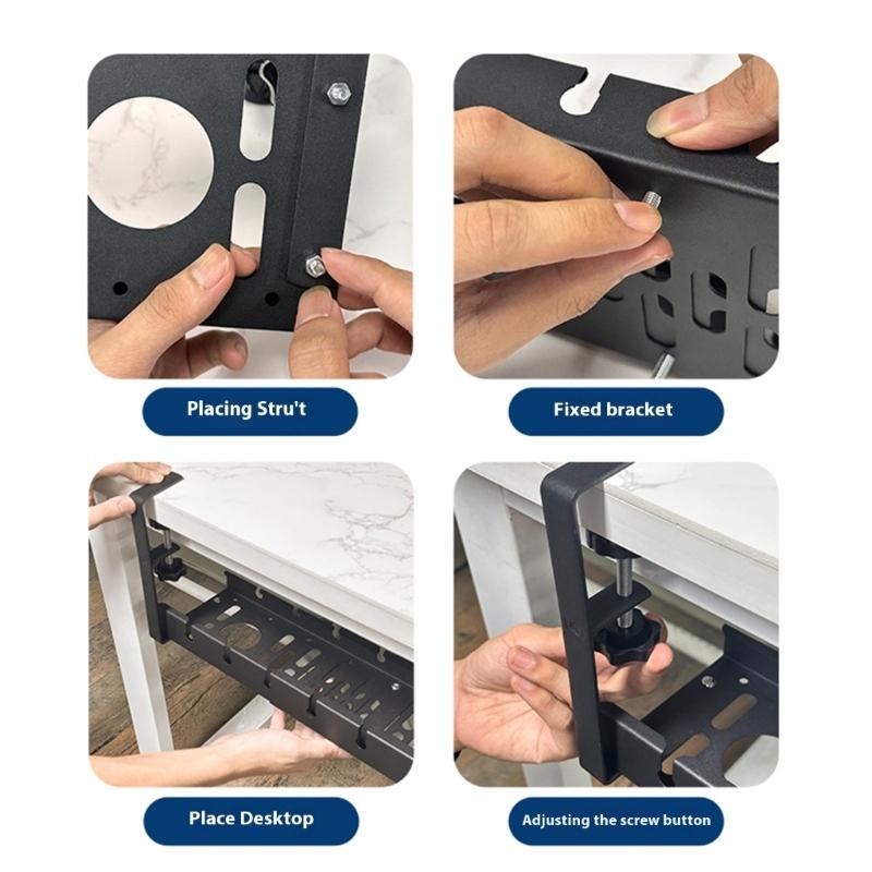 Adjustable Length Under Desk Cable Organizers Tray Retractables From 15.75 To 20.47 Inches For Office Home Desk Wire Management