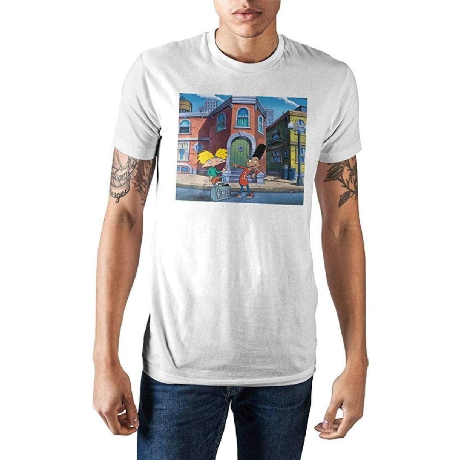 

Hey Arnold Men s Anrnold and Gerald Rocking Out Graphic T-shirt XXXXXL білий