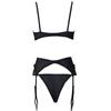 3PC Flower Lace Women Sexy Lingerie Wireless Bra + Thong + Gareter Pajamas Set