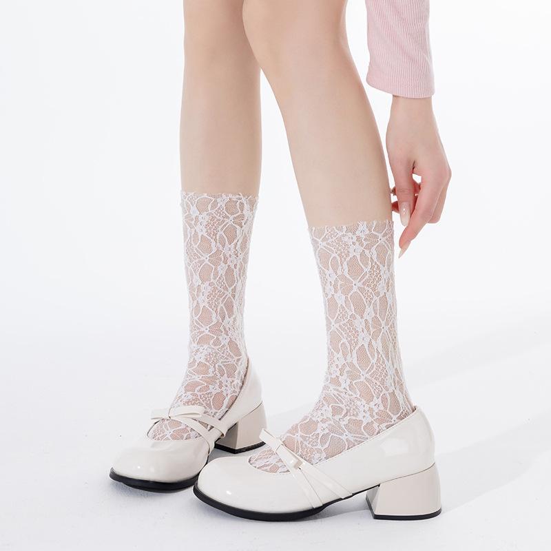 Women's Summer Thin Mesh Lace Ballet Style Mesh Mid Tube Stack Socks