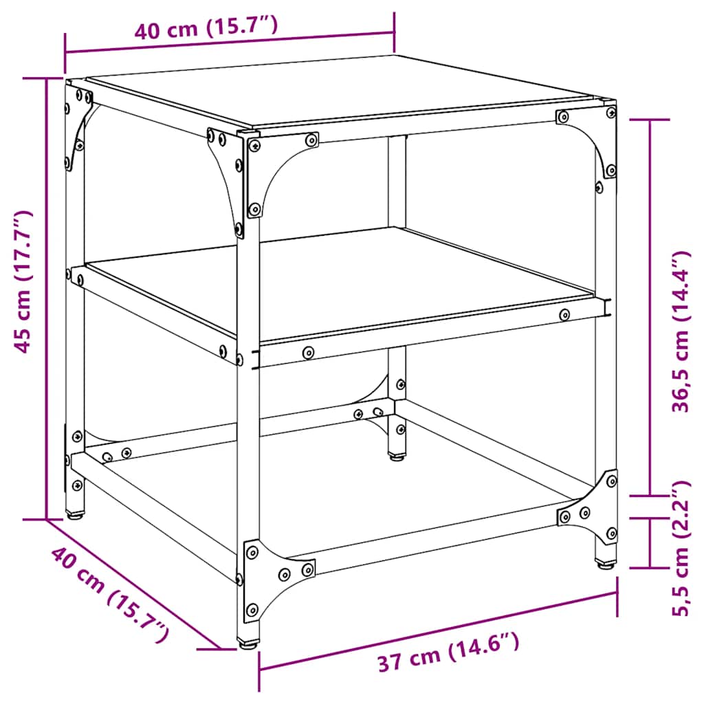 Coffee Tables with Glass Tops 2 pcs Black 40x40x45 cm Steel