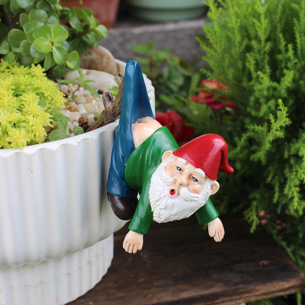Funny Hanging Dwarf Resin Craft - Pants-Dropping Branch Flowerpot Pendant | Garden Home Decor