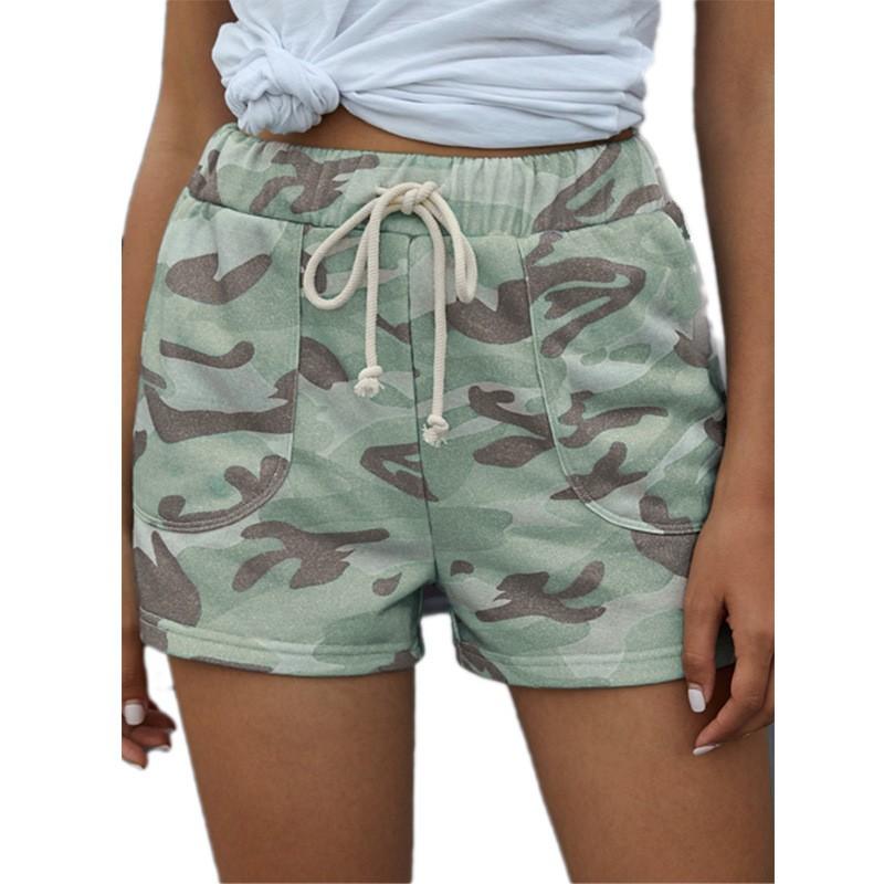 Women's Casual Lace-up Camouflage Mid- Shorts