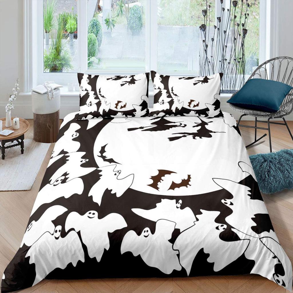 סט מצעים לליל כל הקדושים ערפד מעופף כיסוי פוך עטלפים כיסוי שמיכה קסם כישוף יחיד זוגי קינג פוליאסטר כיסוי שמיכה