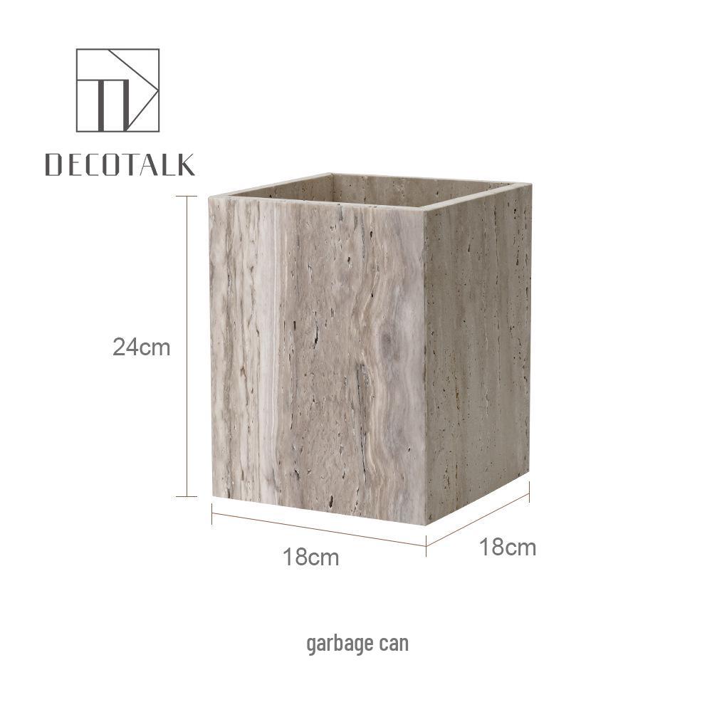 Set da Bagno Travertino Grigio Argento Wabi-Sabi: Vassoio e Decorazione per Lavabo.
