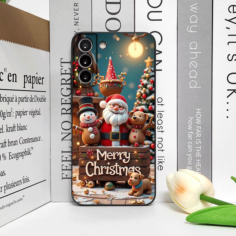 Cartoon Christmas-themed Santa Claus Phone Case for Samsung Galaxy S25 S24+ S23 Ultra S22 Plus S21 FE M53 Shockproof Soft Cover