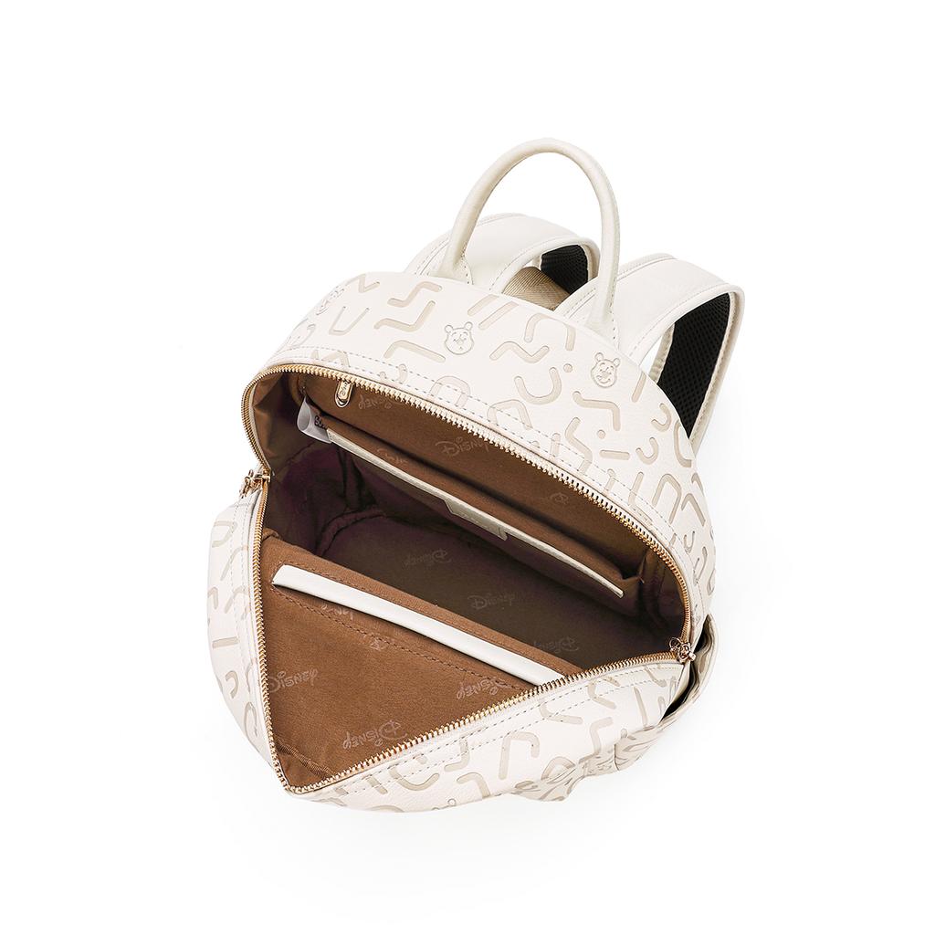 Disney Winnie The Pooh Vintage Fashion Exclusive Metal Nameplate Embossed Backpack Women Backpack Pink Beige DHF51742-C1