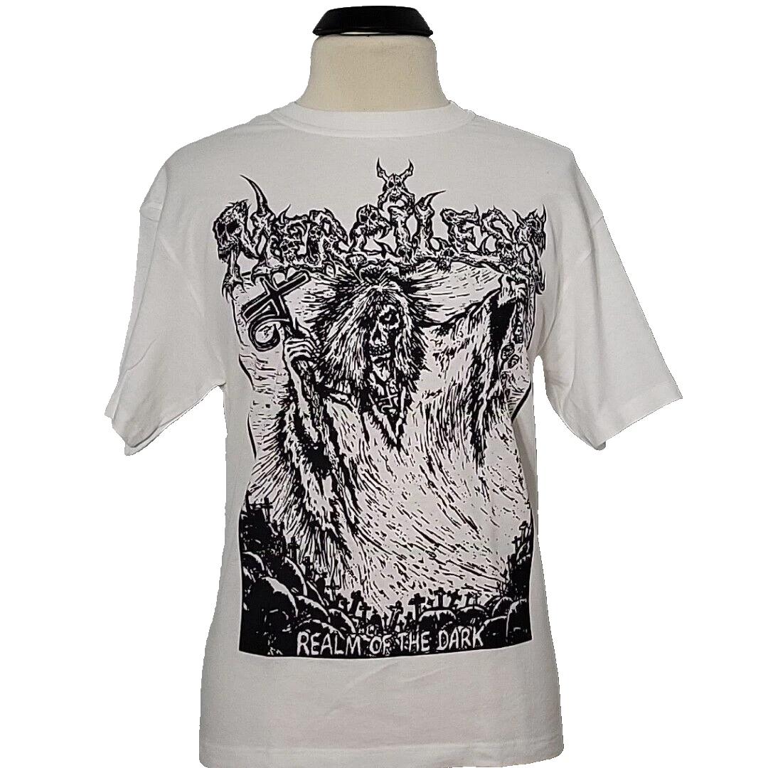 MERCILESS Realm Of The Dark 2XL T-Shirt White Mens Band Logo L