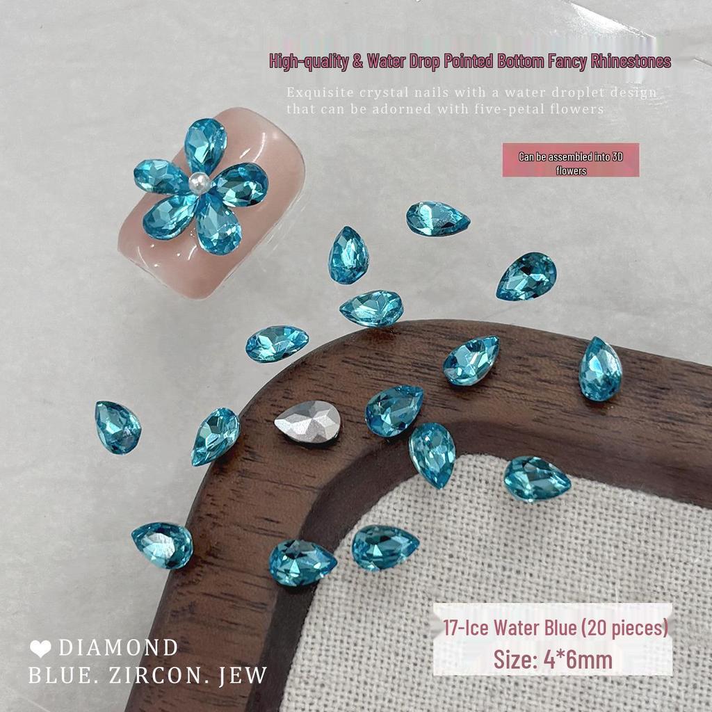 Peony Rhinestone Nail Art: Sparkling Crystal Five-Petal Flower Press-On Decorations