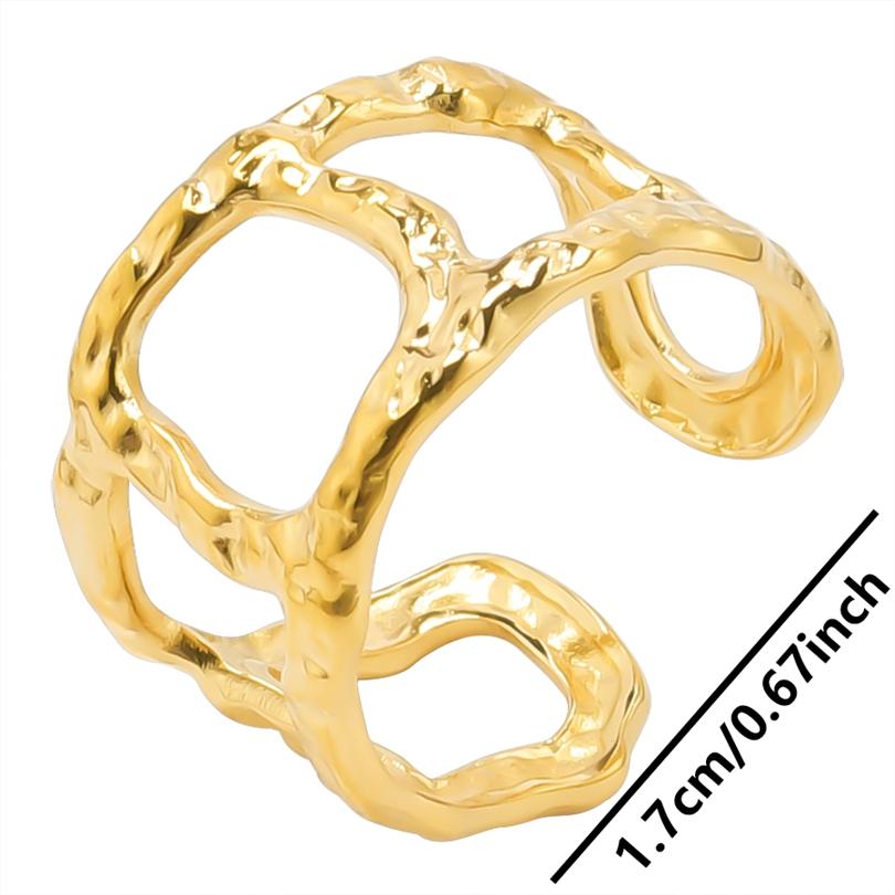 1/5Ppcs/Lot Real Gold Plated Stainless Steel Rings For Women Men Accessories Open Adjsutable Chunky Butterfly Heart Ring Anillos