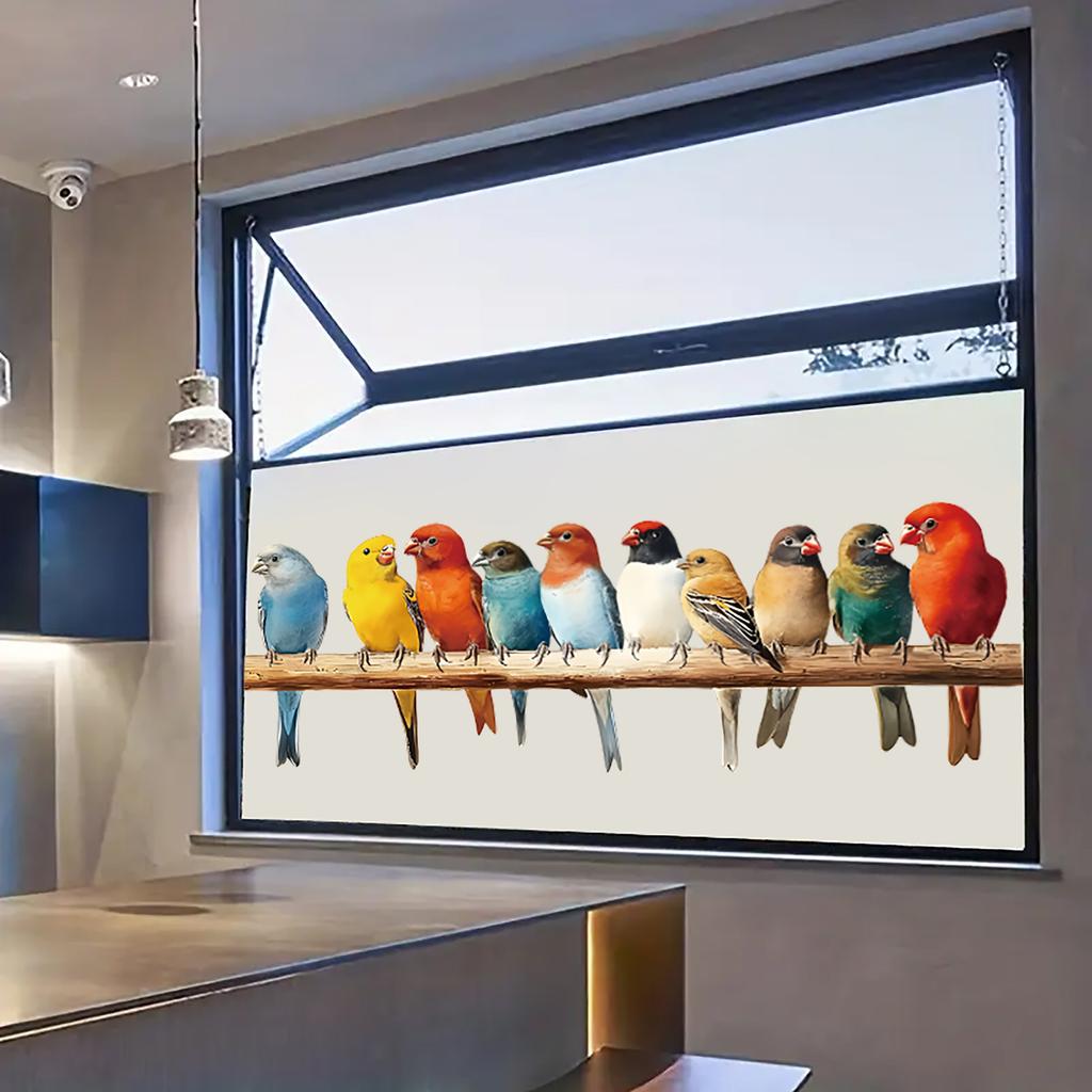Cute Colorful Bird Static Cling Window Sticker Removable for Bedroom Living Room Glass Home Decor Art