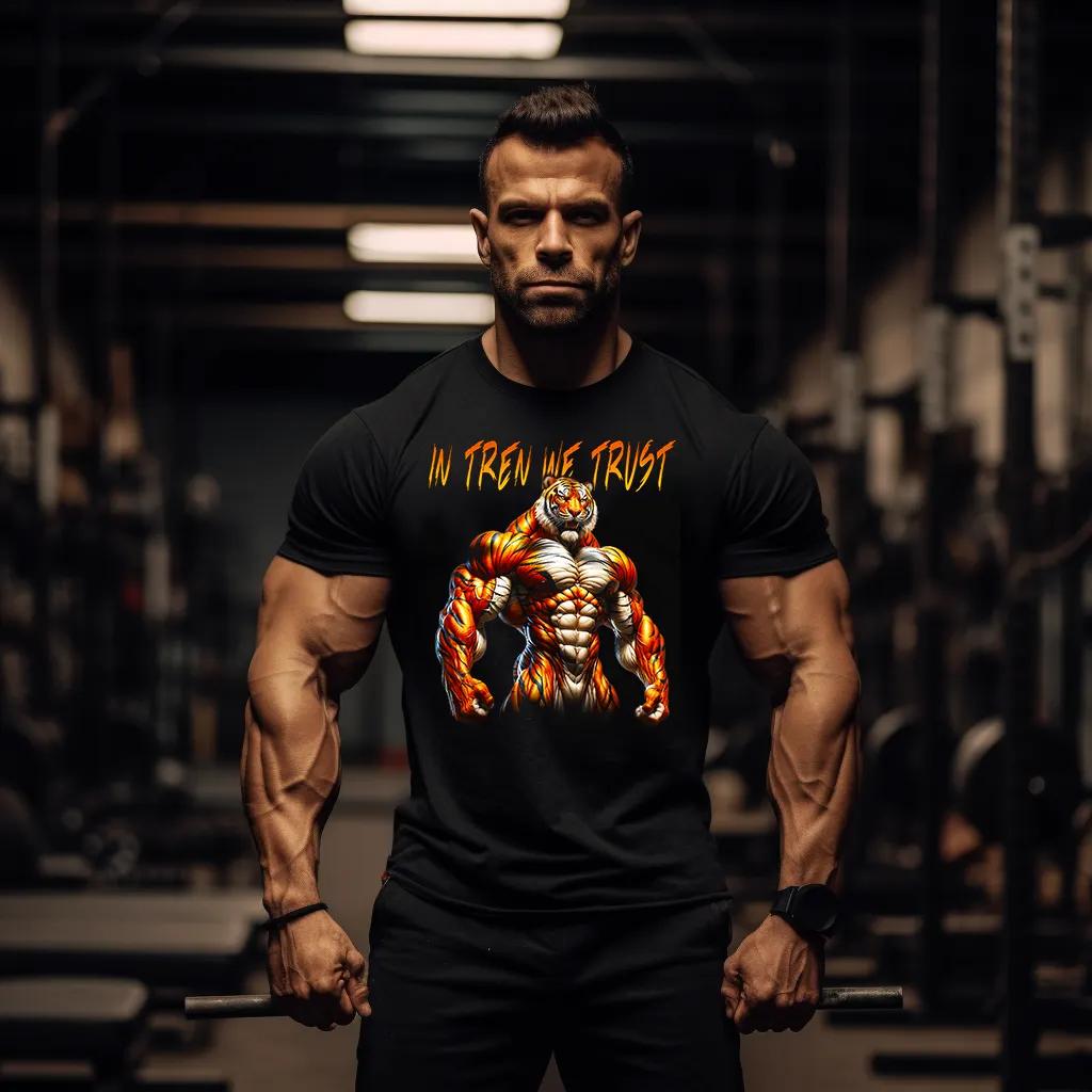 

Tiger Men Cotton TShirt Gym Workout Athletic Retro Style Black - Men s Summer Cotton Graphic Tee S