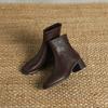 Krazing Pot Sheepskin Autumn Winter Shoes Thick Heels Size 42 Square Toe Zipper Vintage Ankle Boots