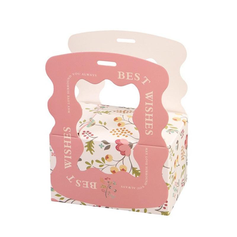 10Pcs Handheld Flower Valentine's Day Wedding Candy Biscuit Packaging Chocolate Baking Companion Gift Boxes With Ribbon