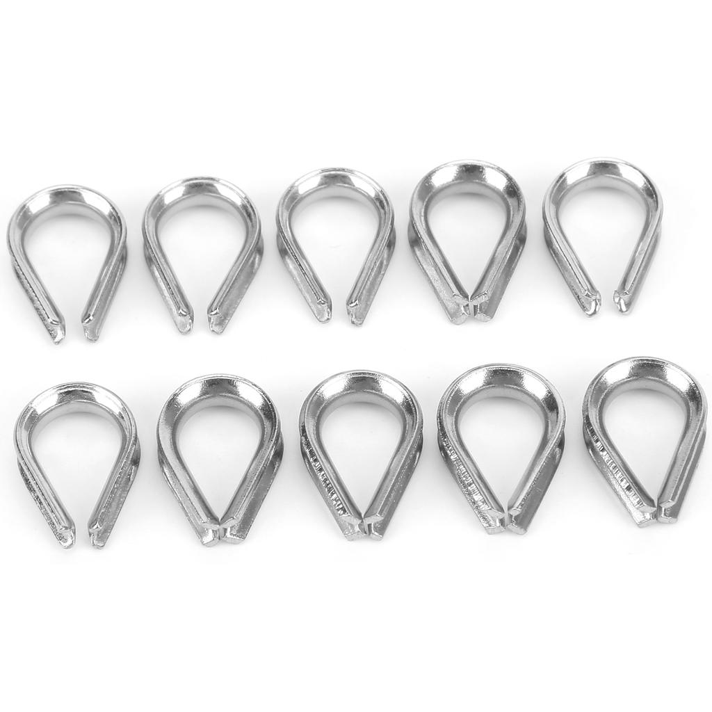 2MM Stainless Steel Boat Wire Rope Clamps Metal Cable Protective Ring Thimbles Clamps