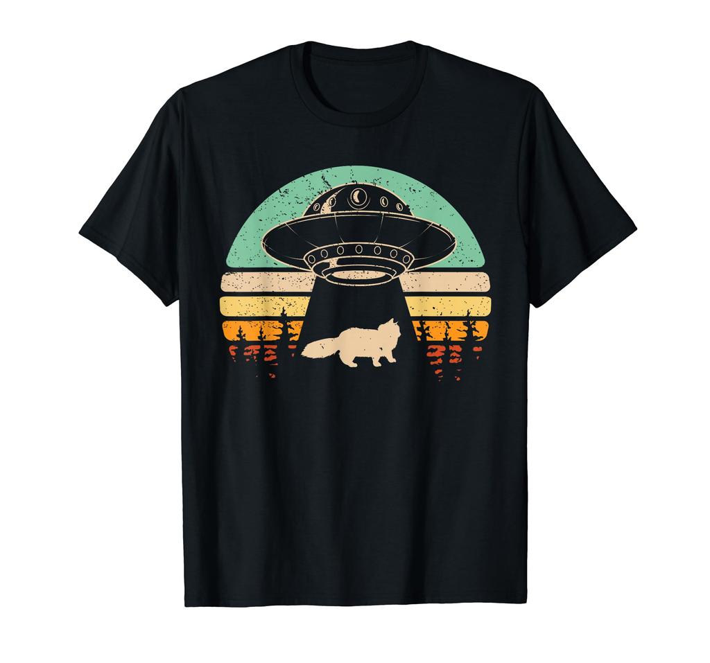 Alien Abduction Persian Cat Gift Pet Mom UFO Spaceship T-Shirt