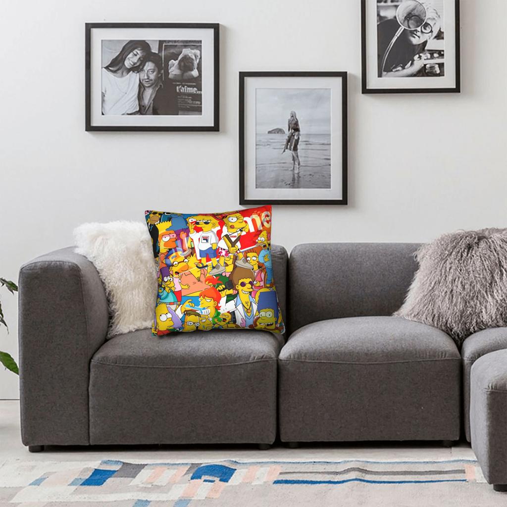 Funny S-Simpsons Family Cartoon Characters Pillow Case Vintage Pillow Cover Comfy Pillowcases For Wedding Party Home Decor