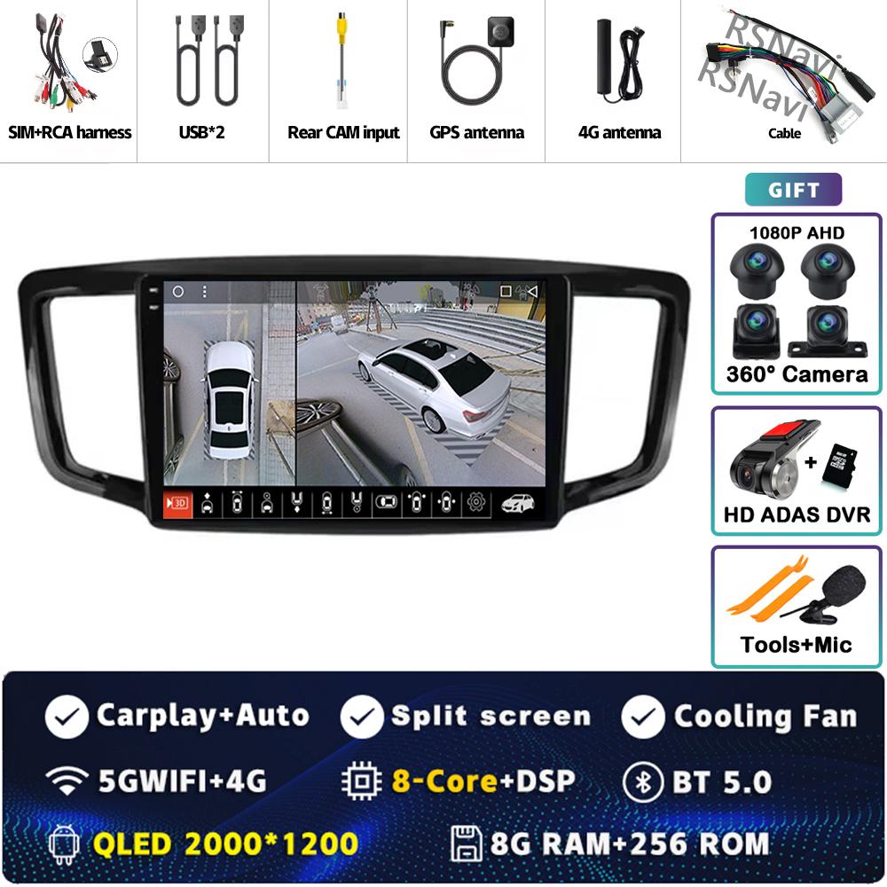 Android 14 Carplay Auto For Honda Odyssey 5 RC 2013 - 2019 Car Radio 4GWIFI Player Multimedia Srereo 360 Camera Navigation Video