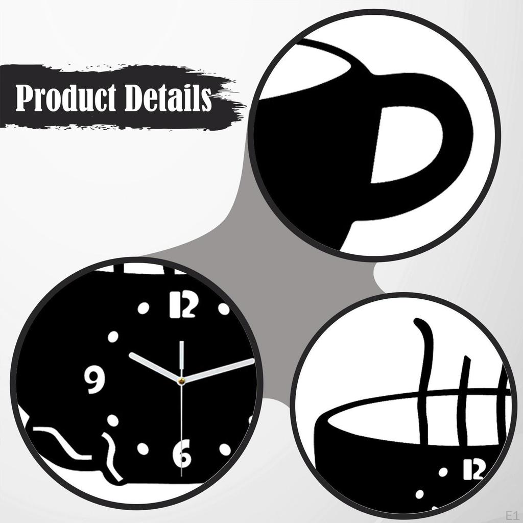 Coffee Cup Wall Hanging Clock Ornament, Stylish, Silent, Decorative for Restaurant Living